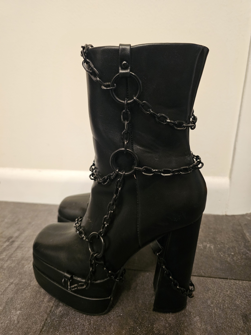 Killstar Black Chunky Platform Boots with Chain Rings